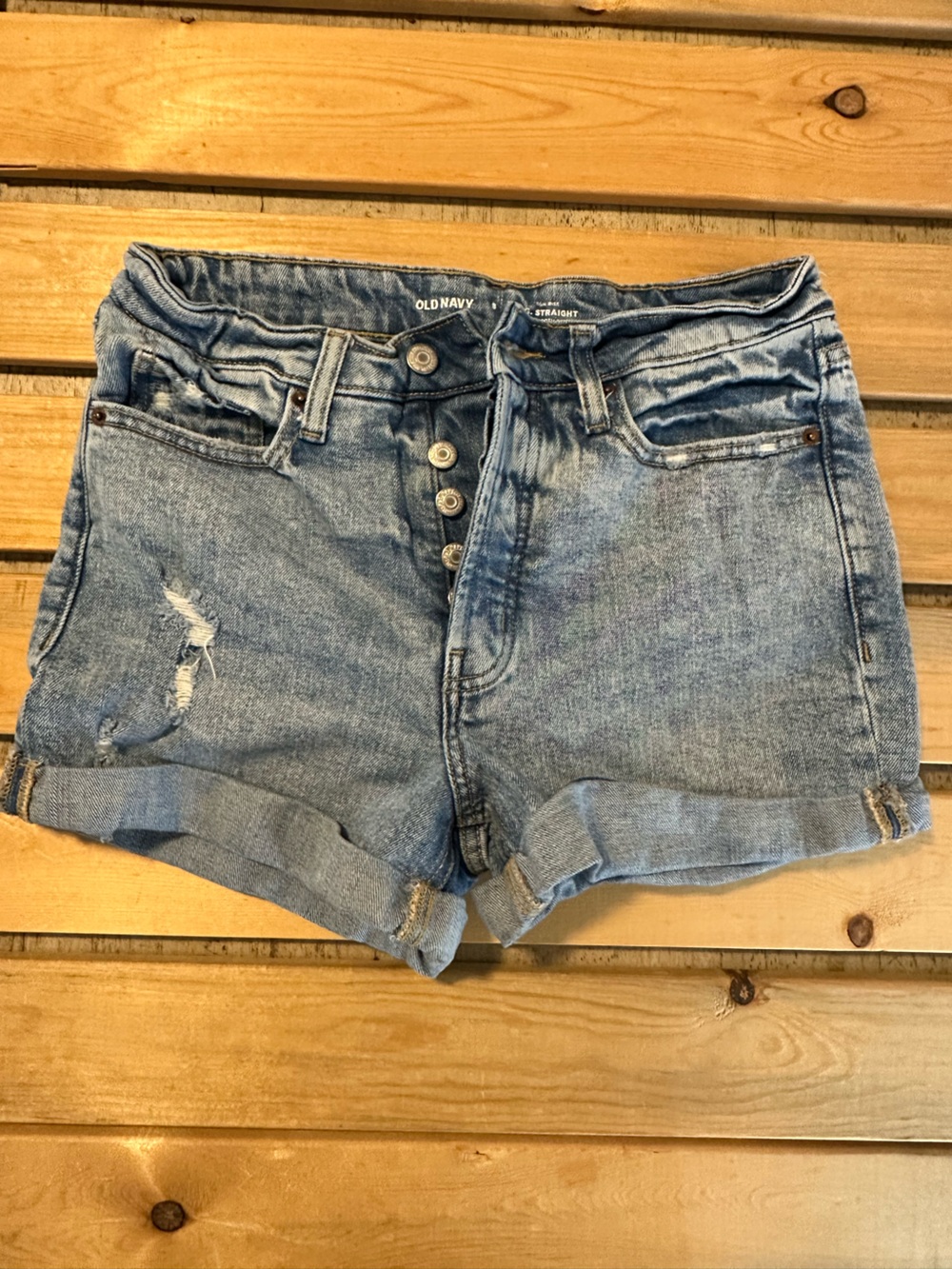 Old Navy Womens Sz 8 High-Rise Distressed Button Fly  Jean Shorts